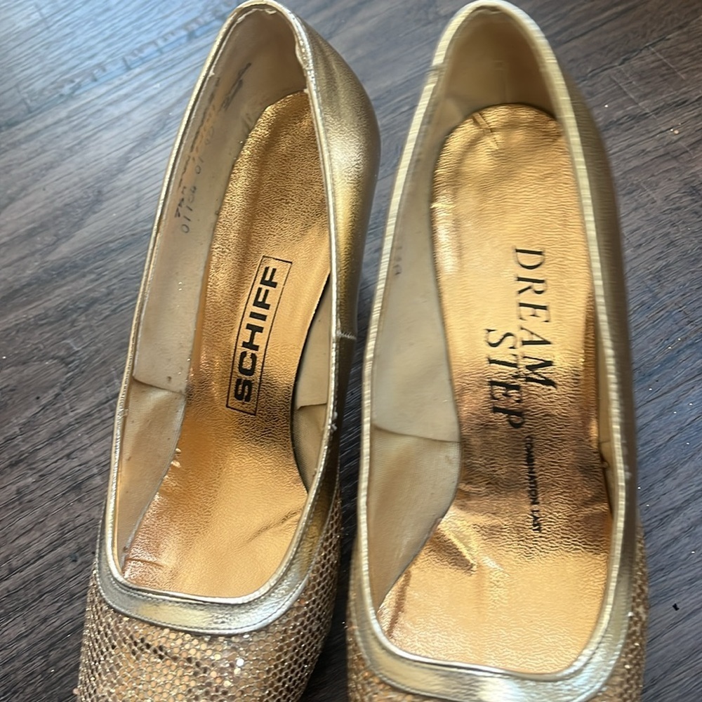 vintage schiff dream step Gold sequin Women's low Heels - Picture 9 of 10